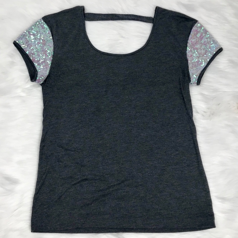 Jenni by Jennifer Moore Sequin Sleeve Tee Small